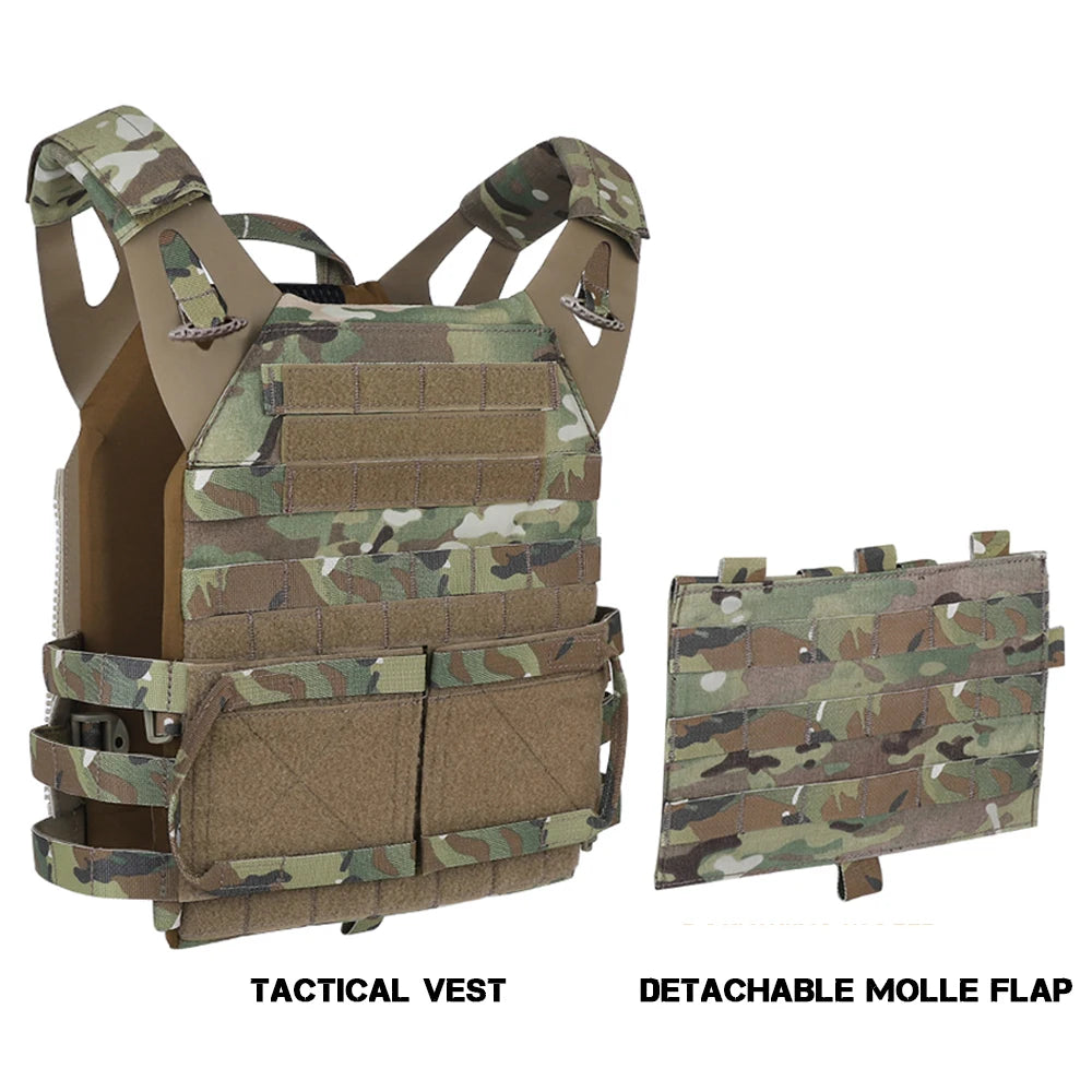 KRYDEX 500D Tactical Vest JPC 2 Plate Carrier MOLLE Front Flap Armor Combat Paintball Hunting CS Men Vest Camo MC