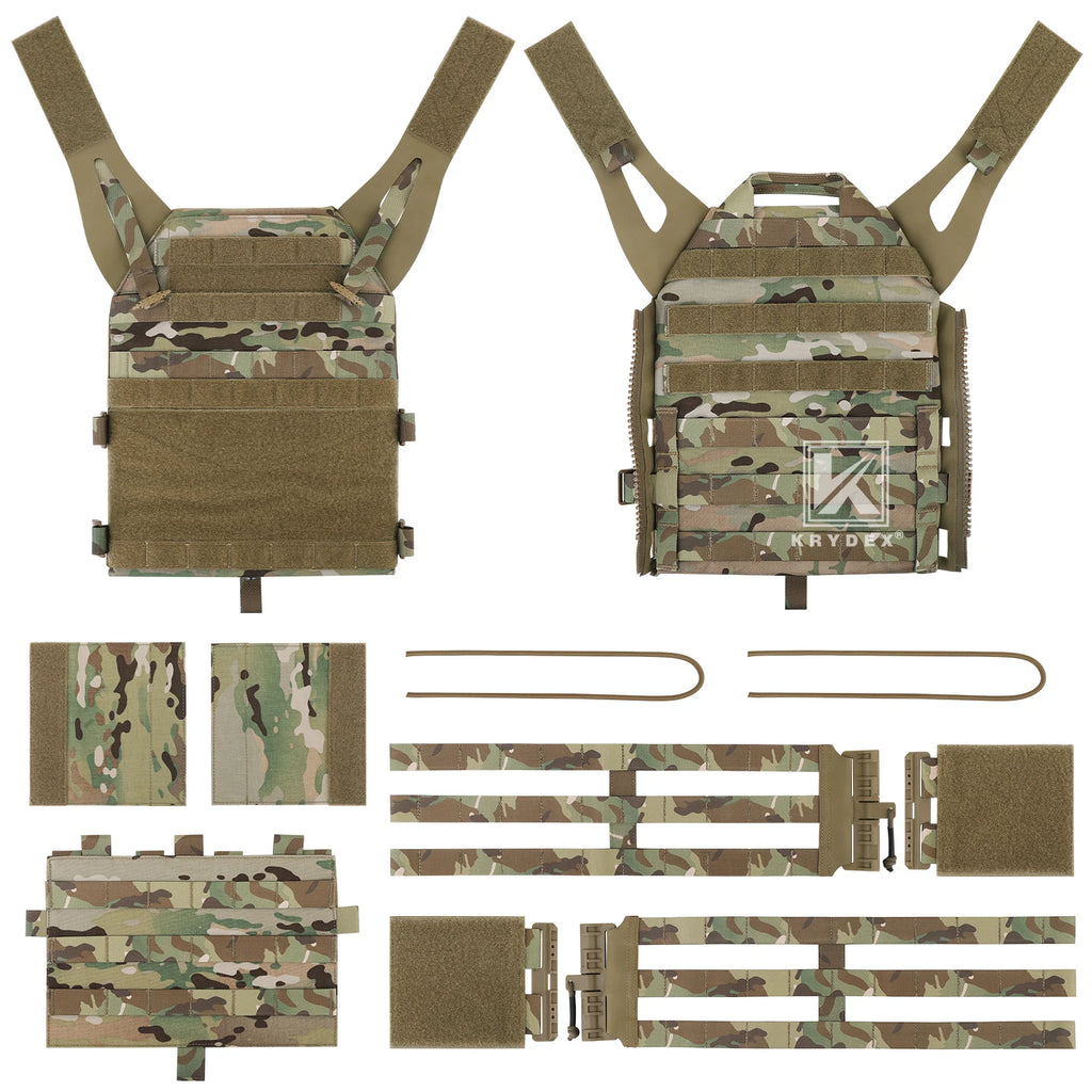 KRYDEX 500D Tactical JPC 2 Vest Plate Carrier With Detachable MOLLE Front Panel Airsoft Paintball Quick Release Vest