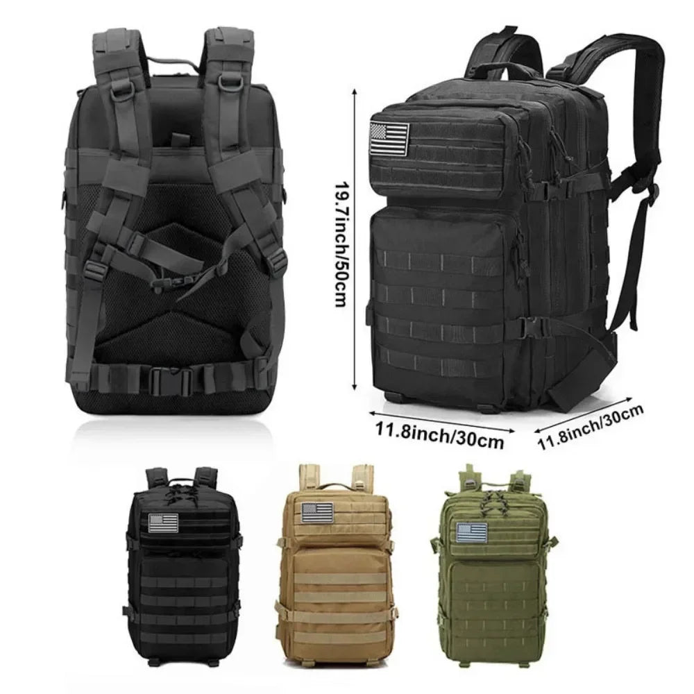 60L Army Military Tactical Backpack Men's Travel Large Capacity Rucksacks Men Waterproof Outdoor Sports Multi-functional Bags A6