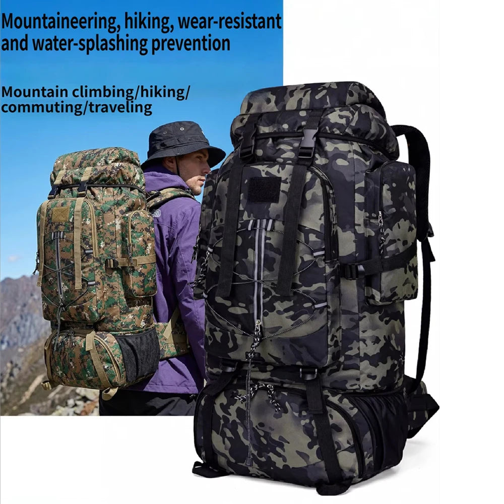 85L Large Hiking Backpack Waterproof Camping Bag Heavy Duty Climbing Rucksack for Outdoor Travel Trekking Picnic Gear  Sports