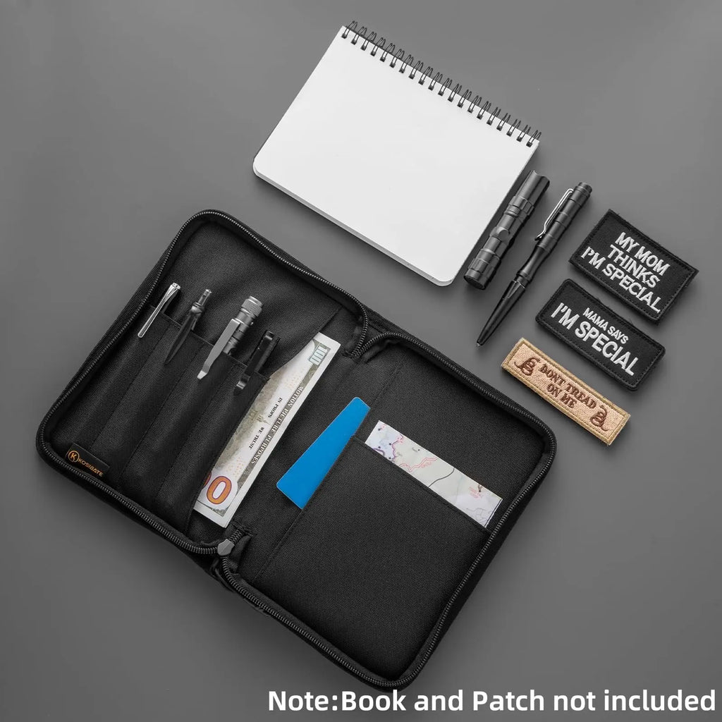 Tactical Notebook Cover with Zipper,7.5x5 Inch OCP Military Notebook Cover with Flag Patch(Cover Only)
