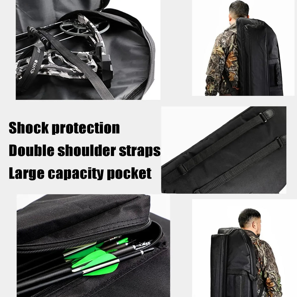 95CM/100CM/115CM  Soft Padded Compound Bow Case Backpack Arrow Quiver Pocket