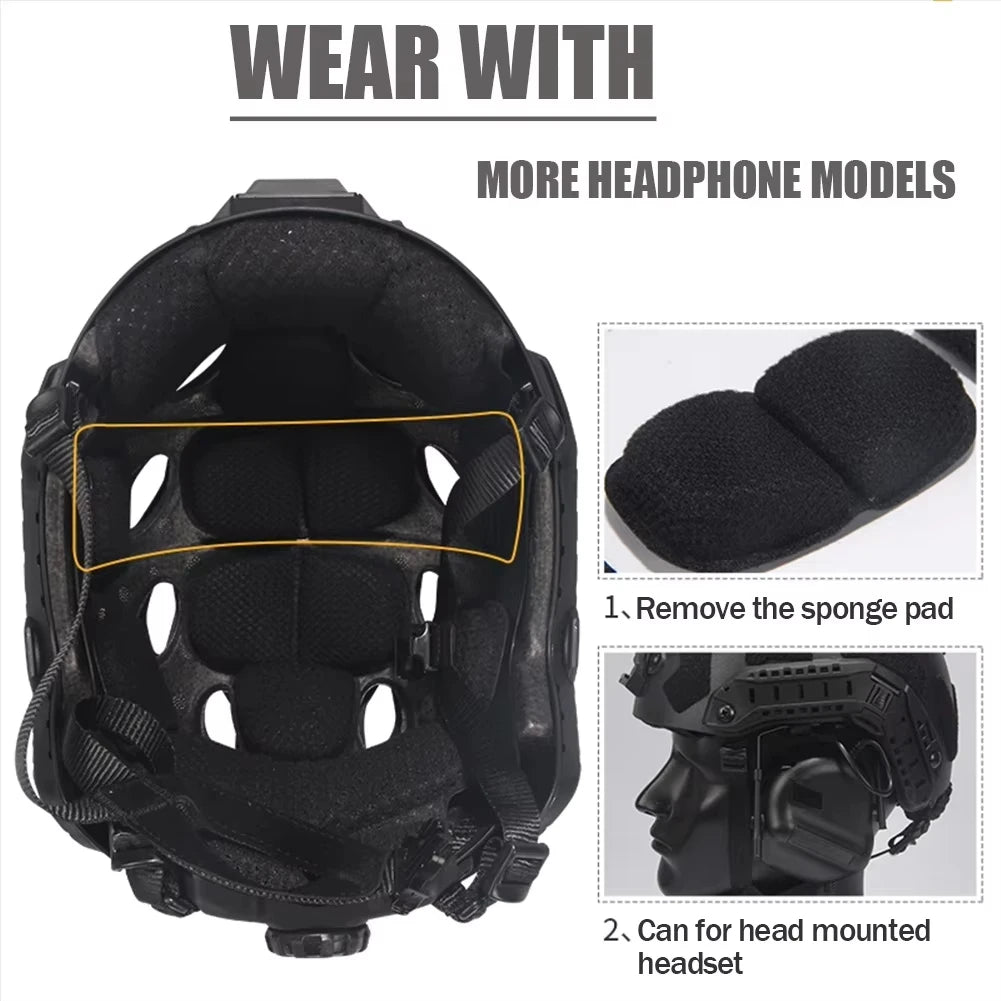 Tactical Fast Helmet Set with Headset Goggles Face Shield NVG Model Signal Light for CS Airsoft Paintball Hunting Shooting Games