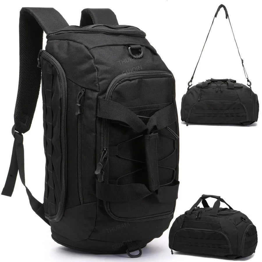 3-in-1 Tactical Gym Backpack with Shoe Compartment Convertible Duffel Sling Bag for Men Women Weekender Overnight Travel Bag