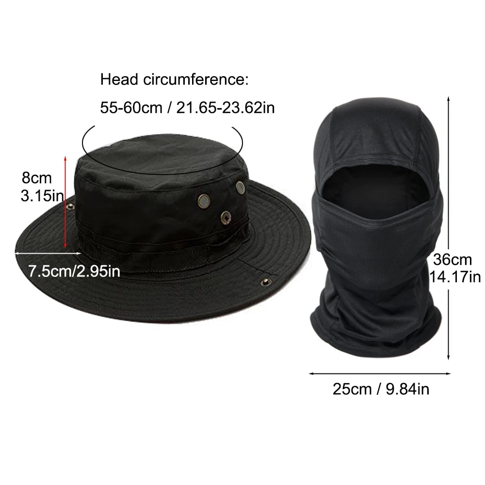 Men's Sun Protection Wide Brim Hat With Balaclava Mix Set Breathable Hunting Hat Outdoor Camping Hiking Fishing Cap