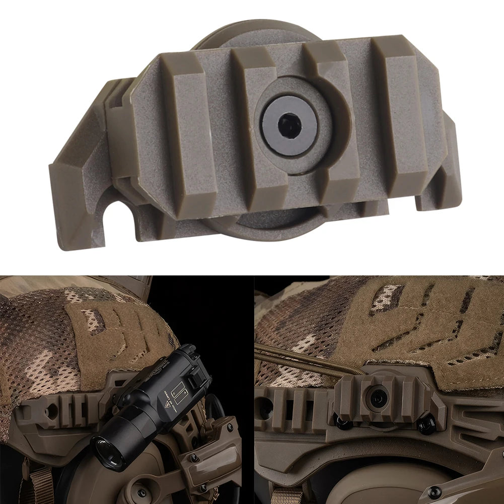 Helmet Side Rail Adapter Adjustable 360 Degrees Rotation Nylon Helmet Rail Flashlight Mount Accessory for Team Wendy 3.0