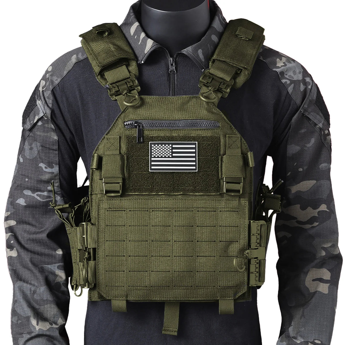 (Gift of American Flag) Outdoor Training Tank Top Multi functional MOLLE Waterproof, Wear resistant, Quick Release Tank Top