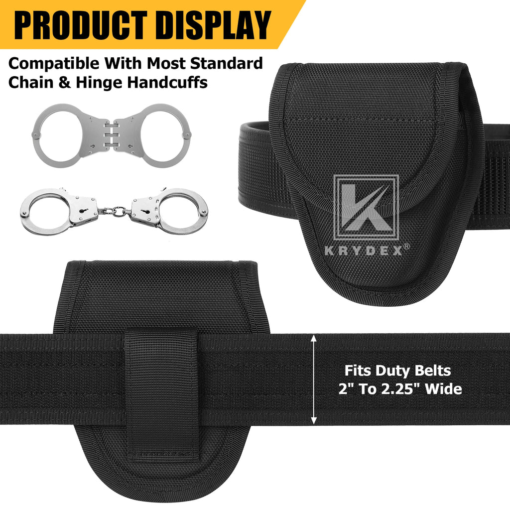 KRYDEX Tactical 1000D Nylon Handcuff Case Single Handcuff Pouch Hidden Snap For Law Enforcement & Security Guard Equipment