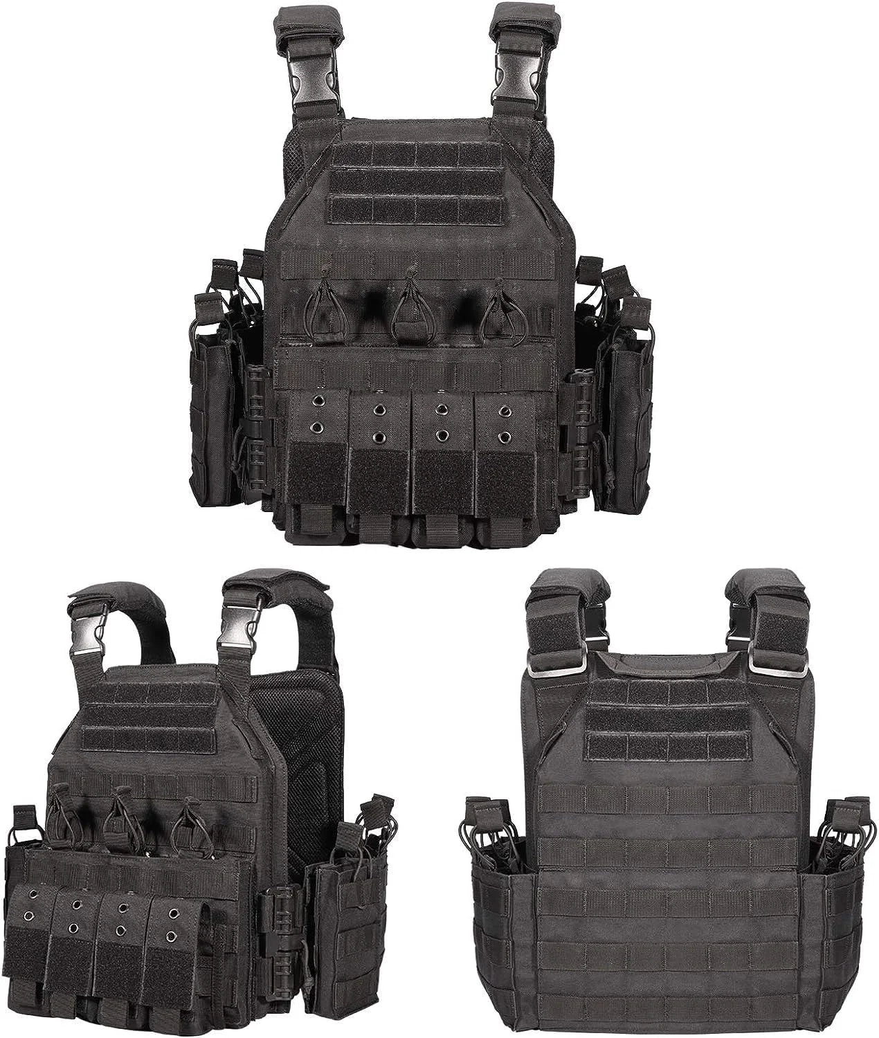 600D Nylon Quick Release Tactical Vest with Multi-Magazine Pouches, Outdoor Hunting Airsoft Plate Carrier