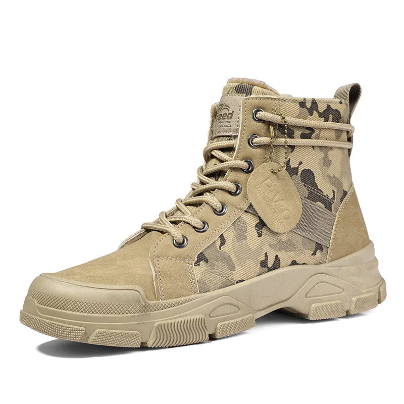 Autumn Winter Outdoot Booties Men Desert  Boots with Fur New Camouflage Fashion Casual  Boots Male Platform Shoes