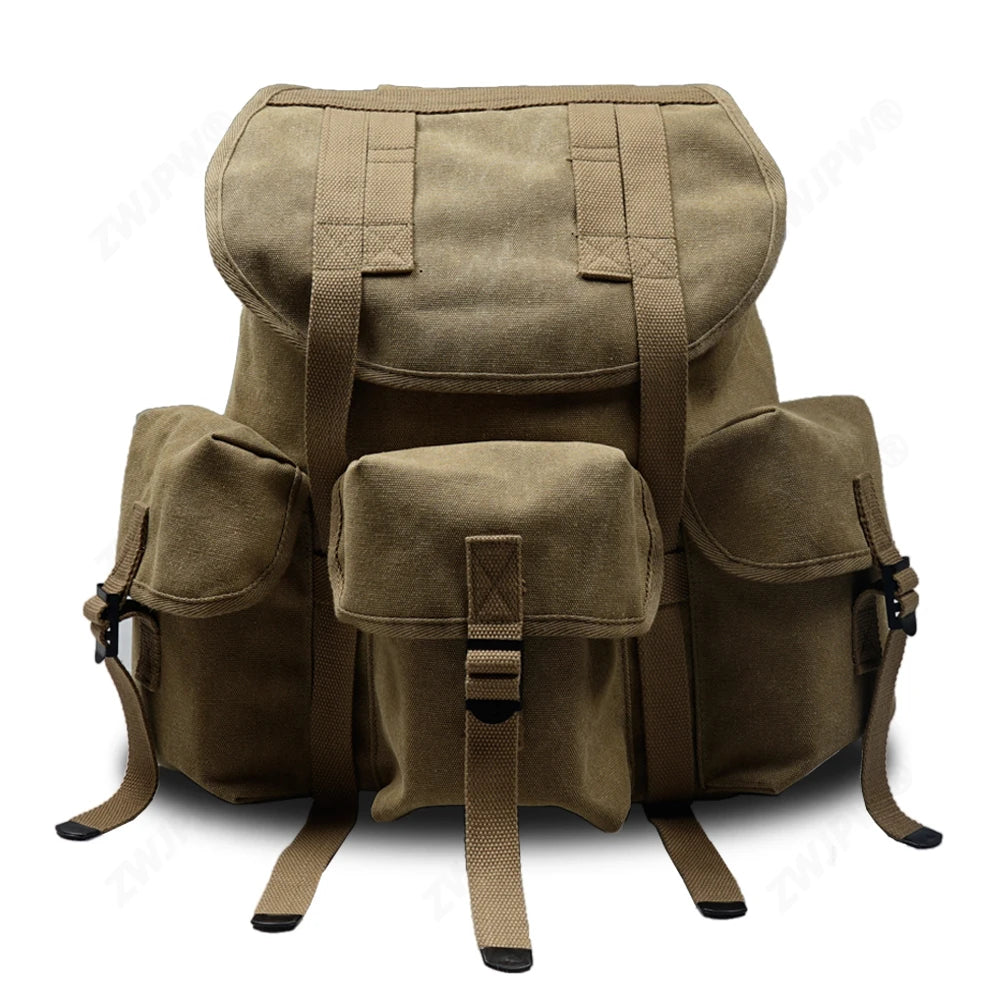 1PC Green Khaki Outdoor Equipment Tactical Large Capacity Bag Vintage WWII US M14 Backpack Running Bag Storage Bag Canvas