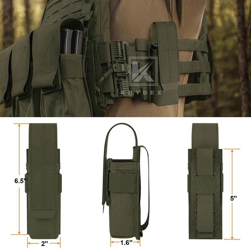KRYDEX Tactical Flashlight Holster Pouch Low Profile Modular Multi-Function Tool Bag Outdoor Sport Camping Hunting Accessories