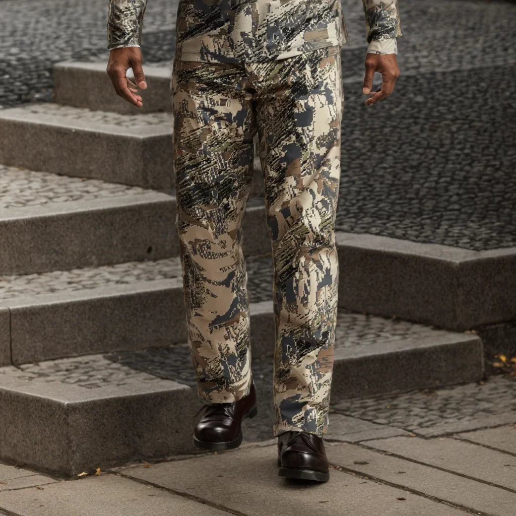 Ainfad Men's Camouflage Outdoor Hunting Fishing Pants Windproof Rainproof Dew Point Rain Pants for Men