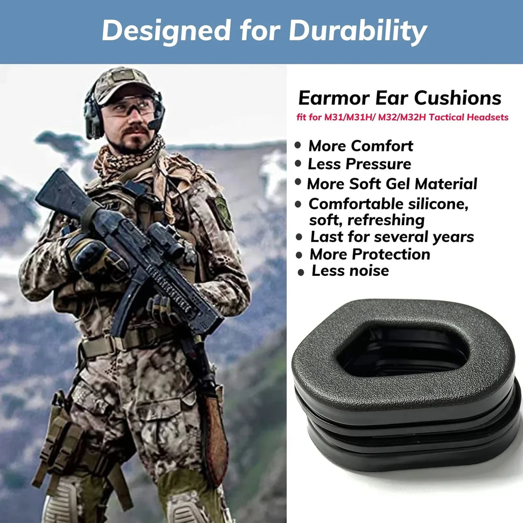 Original Tactical Headphone Silicone Ear Pads Fit for Earmor M31, M32, M32SE, Headphone Accessories