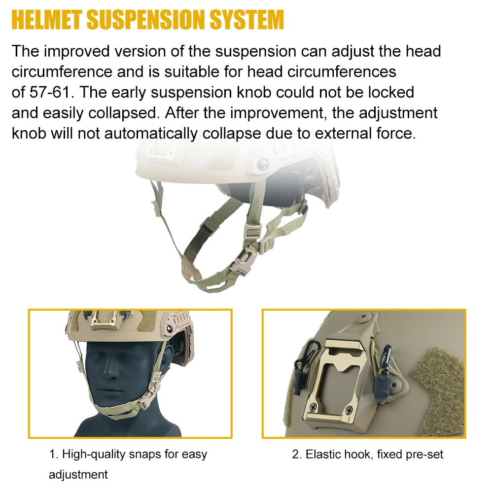 BOOIU FAST MH Tactical Helmet Adjustable Knob ABS Lightweight Comfortable Head Protector Outdoor CS Airsoft Shooting Game Gear