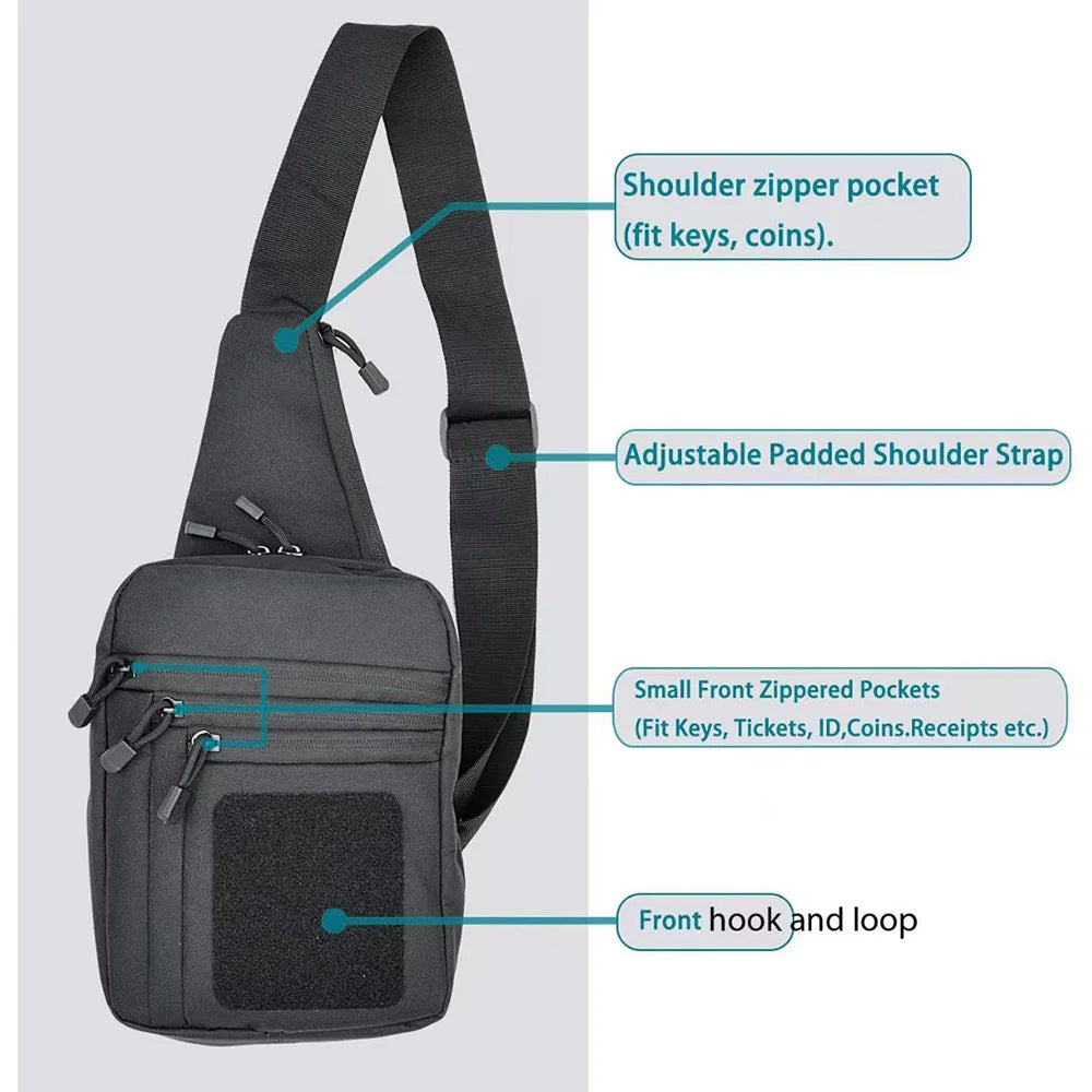 Bag for Men & Women - EDC Shoulder Bag Tactical - Crossbody Concealed Carry Bag - Mens Chest Pack with Multi-Pocket Storage