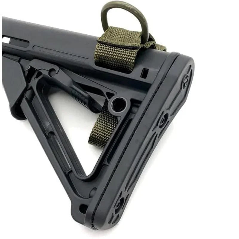 Tactical ButtStock Sling Gun Sling Loop Adapter Adjustable Nylon Shoulder Strap with D Ring EDC Belt Attachment for Hunting..