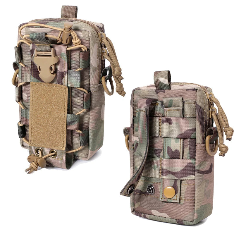 Molle Tactical Pouch Phone Holder Water Bottle Carrier for Camping Hiking Hunting Belt Waist Pouch with Shoulder Strap
