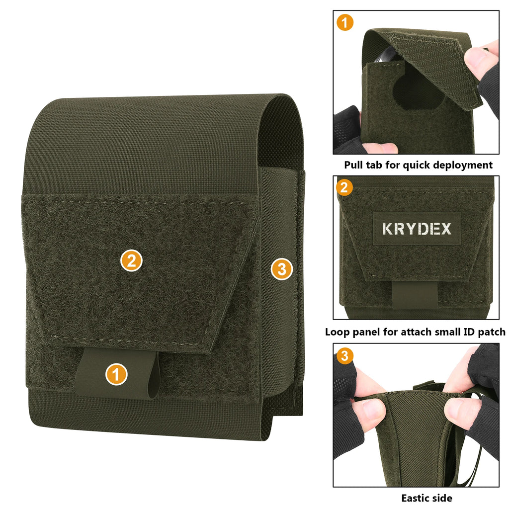 KRYDEX Tactical Handcuffs Pouch Low Profile Handcuff Case Holster Molle Waist Belt Pouch Bag Hunting Outdoor Accessories