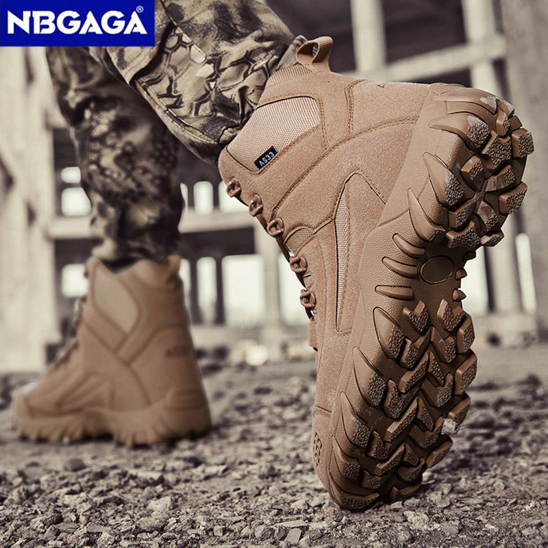 Men’s Tactical Combat Boots Desert Lace-up Outdoor Non-slip Work Shoes Military Ankle Boots Thick Sole Big Size 39-47