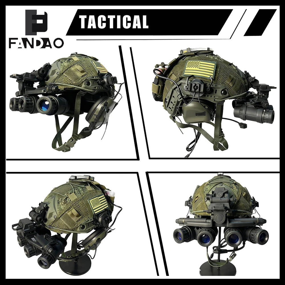 Tactical Camouflage Helmet Set Full Set of Russian Gear Airsoft Fast Bump Helmets with Headset NVG Dummy Model for CS Cosplay