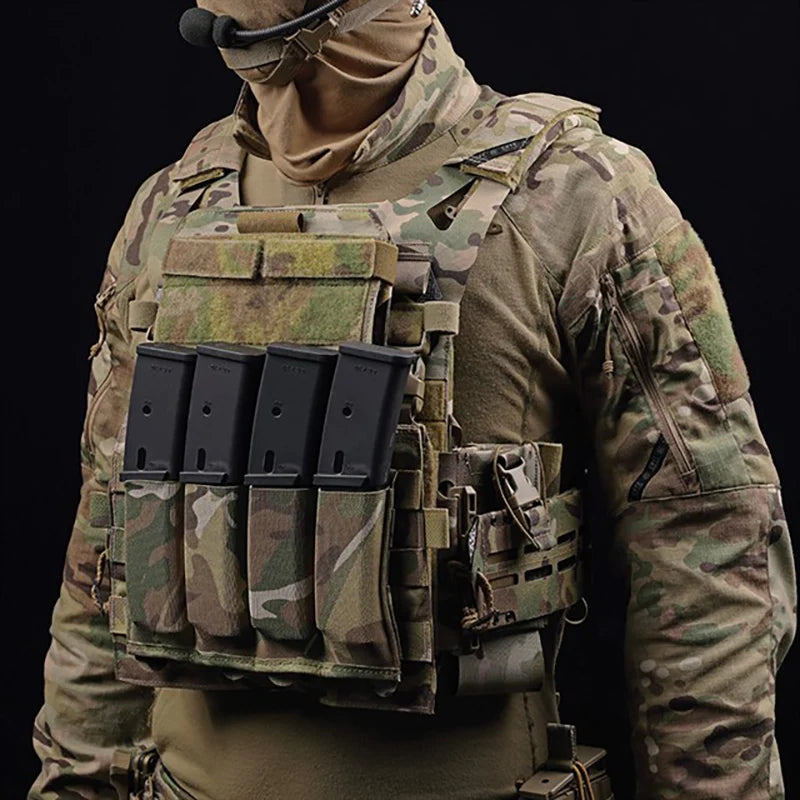 Tactical Quadruple Mag Pouch For MP5 MP7 KRISS Tactical Modular MOLLE SGM Fast Magazine Pouch Hunting Airsoft Vest Accessories