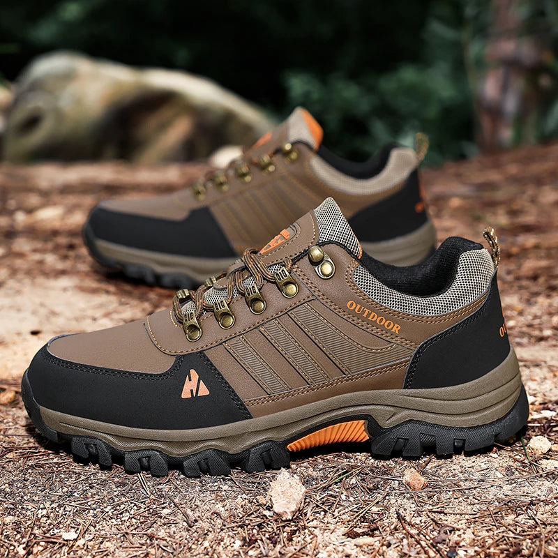 Men's Hiking Shoes outdoor waterproof Leather Anti Slip Comfortable Hunting Walking Shoes Wear-resistant Casual Sneakers