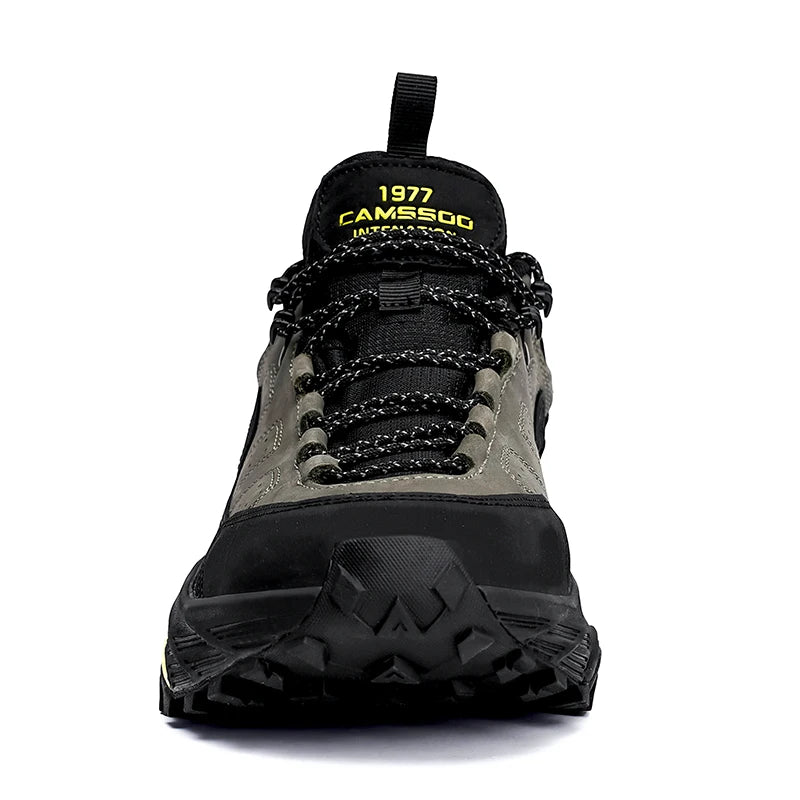 CAMSSOO Cow Leather Hiking boots Men waterproof hunting shoes travel shoes Ankle climbing wram Male casual mountian Sneakers