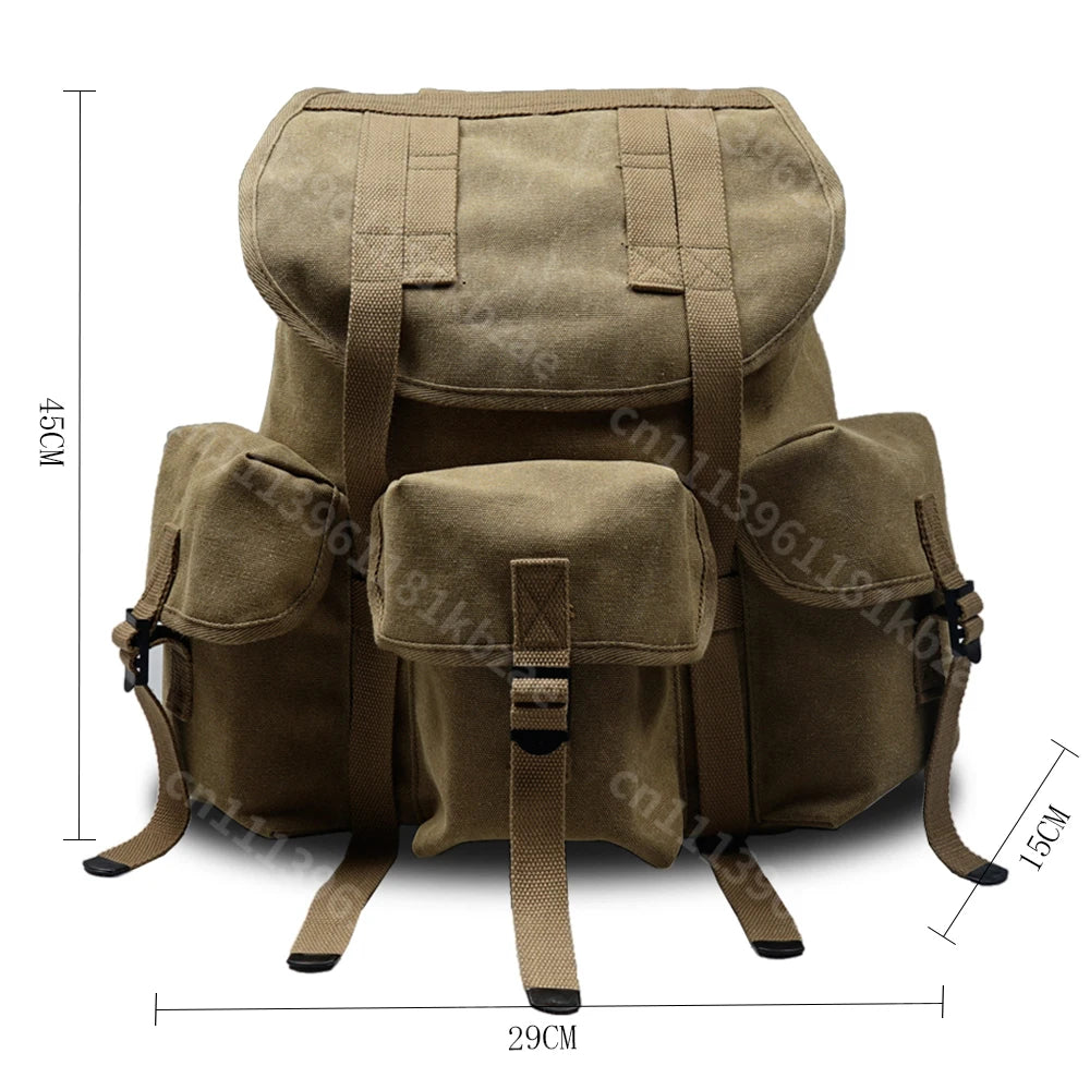 1PC Green Khaki Outdoor Equipment Tactical Large Capacity Bag Vintage WWII US M14 Backpack Running Bag Storage Bag Canvas
