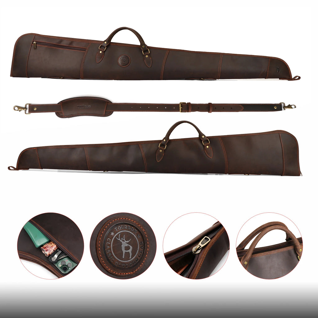 Tourbon Hunting Accessories Shotgun Case Leather Gun Carry Bag Slip Soft Padded with Shoulder Strap Shooting