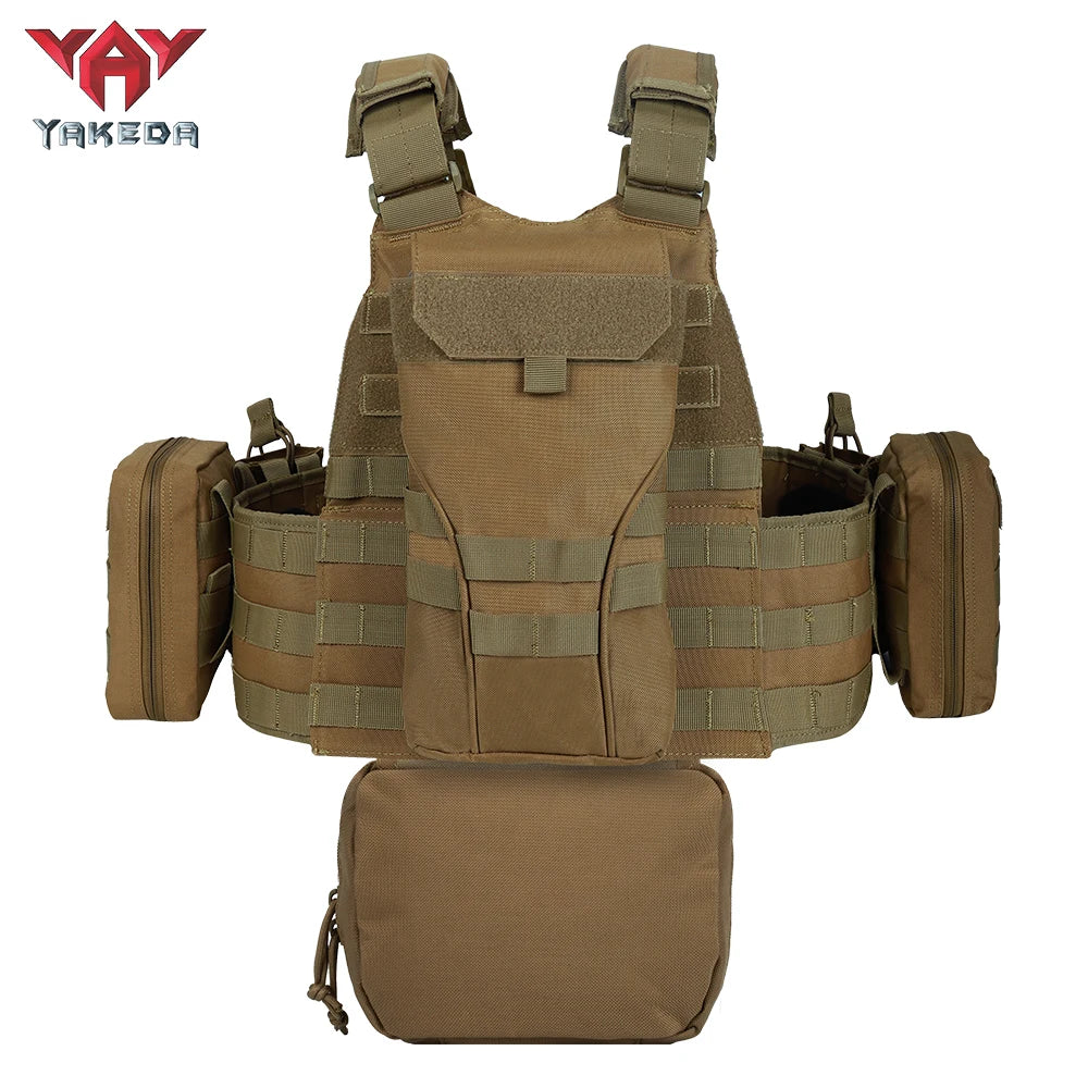 YAKEDA Quick Release Tactical Vest Breathable Adjustable MOLLE Outdoor Training Vest With Multi-Functional Pouches For Hunting, Hiking & Training