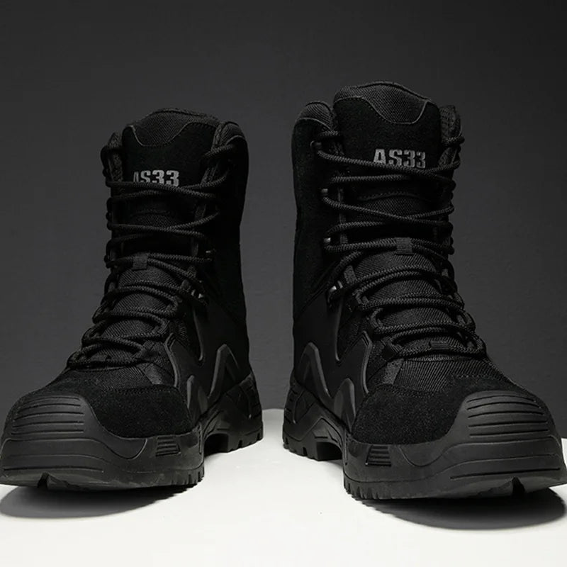 High Top Men’s Lace Hiking Boots 8 Inches Lightweight Combat Boots Durable Suede Leather Work Boots Desert Shoes