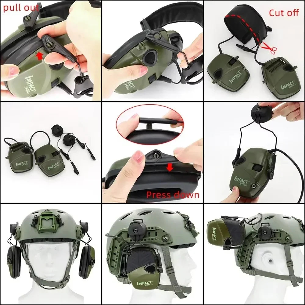 Tactical Rail Mounts Headset Rail Adapter Headset Holder Set Bracket Headphone Mount Stand 360 Rotation Helmet Headset