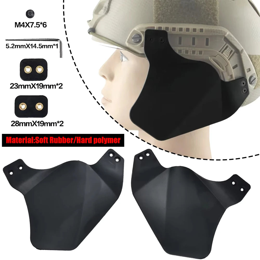 Tactical Airsoft Helmet Side Cover Ear Protection Cover Helmet Earmuffs For FAST MICH ACH Helmet Accessories Soft Rubber/Hard
