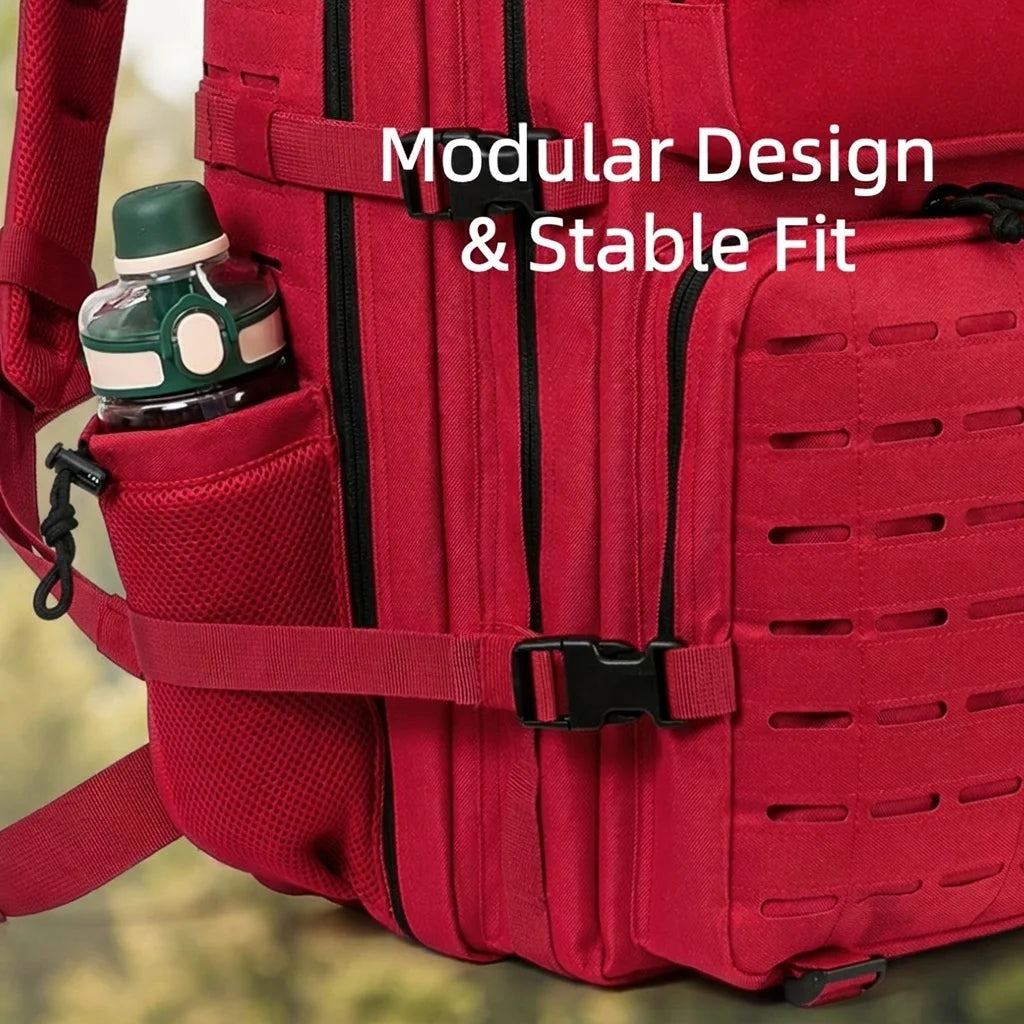 45L Large Capacity Tactical Gym Fitness Backpack For Men With MOLLE Webbing System Dual Cup Holders Outdoor Survival Hiking Camping Rucksack For Wilderness Trip Travel Daily Work Commute Outdoor Camping Activities Gear Storage Backpack
