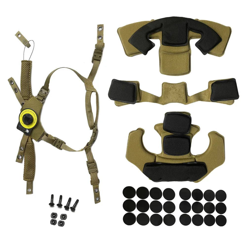 Tactical Helmet Liner System Padding Kit and Chin Strap Adjustable Dial Suspension System for FAST MICH Wendy Helmet