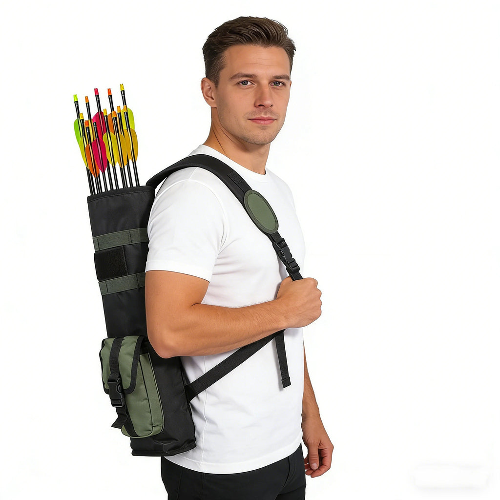 Archery Quiver for Arrows Multi-Function Back with Molle System Tactical Arrow Holder Archery Bag Accessories and Pockets