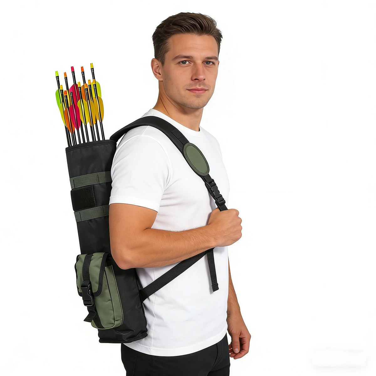 Archery Quiver for Arrows Multi-Function Back with Molle System Tactical Arrow Holder Archery Bag Accessories and Pockets