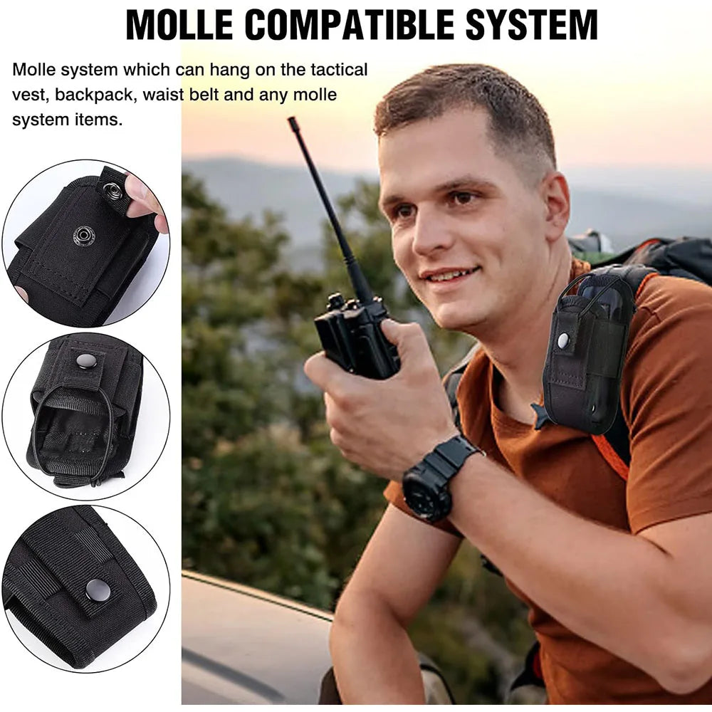 MOLLE Tactical Radio Pouch Heavy Duty Universal Walkie Talkie Holster Military Interphone Case for Police Firefighter Vest Gear