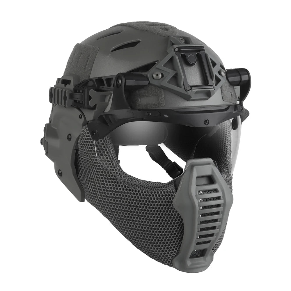 Wendy 3.0 Tactical Full Protection Helmet with Flip Goggles Ear Cover Mask for Hunting Airsoft Paintball CS Game Training