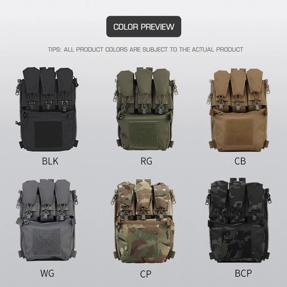 Tactical V5 Vest Backplate Back Panel with Triple Magazine Bags/Double Bag/ Water Pouch Hunting Plate Carrier Supplement Gear