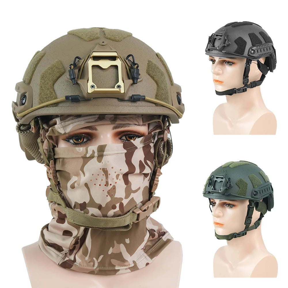 BOOIU Quick Action Tactical Helmet Glass Steel Material New SF Magic Tape with Wendy Suspension System Military TrainingHeadgear