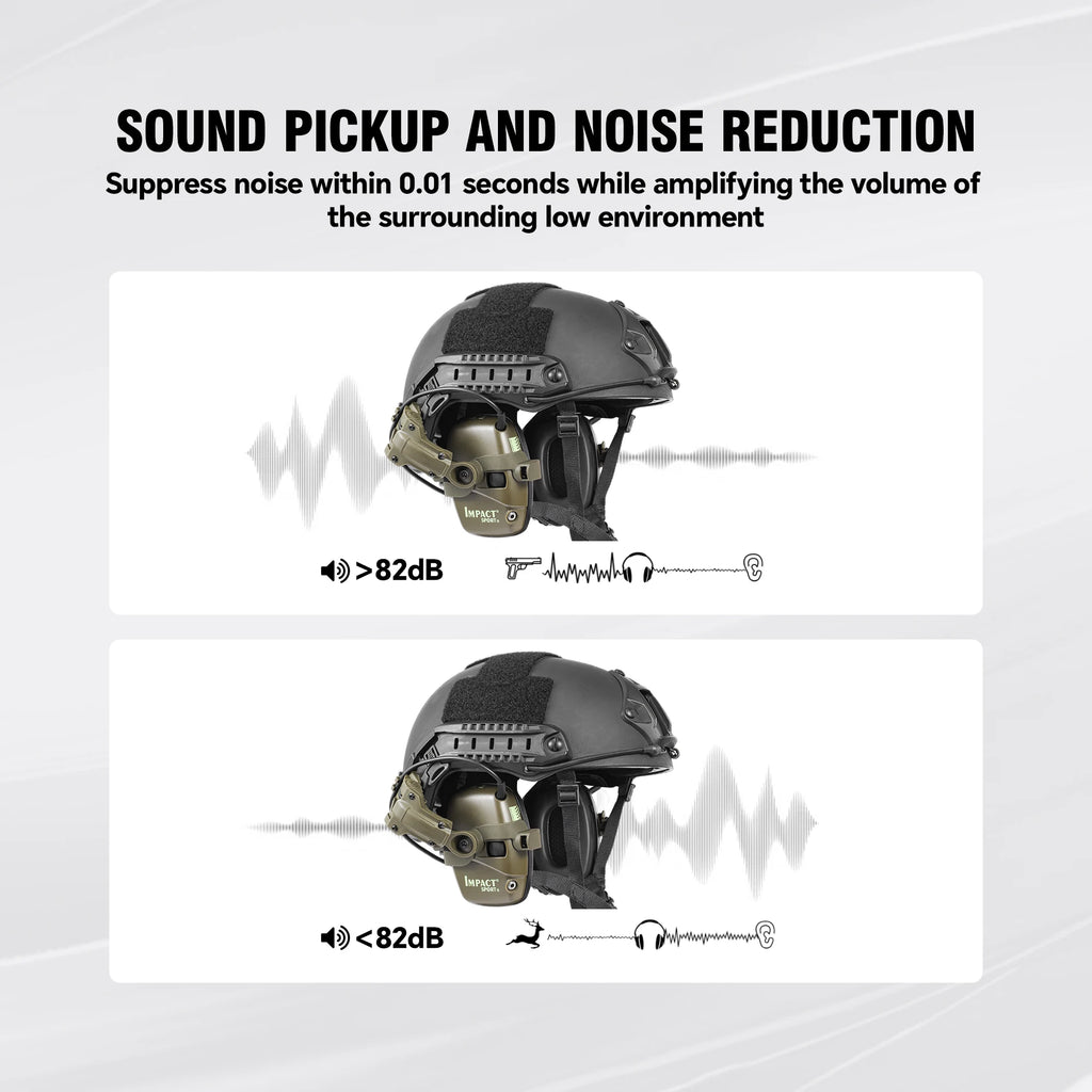 Impact Sport Electronic Shooting Headset Helmet Mounted Ver Hunting Pickup Noise Reduction Hearing Protection Tactical Headset