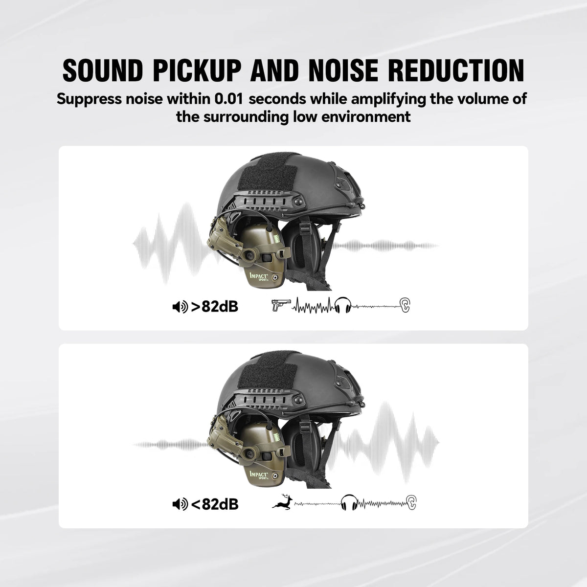 Impact Sport Electronic Shooting Headset Helmet Mounted Ver Hunting Pickup Noise Reduction Hearing Protection Tactical Headset