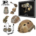 Airsoft Helmet Sets,with Tactical Headset LED Helmets Light Camouflage Helmet Cover NVG Mount,for Hunting Paintball Shooting