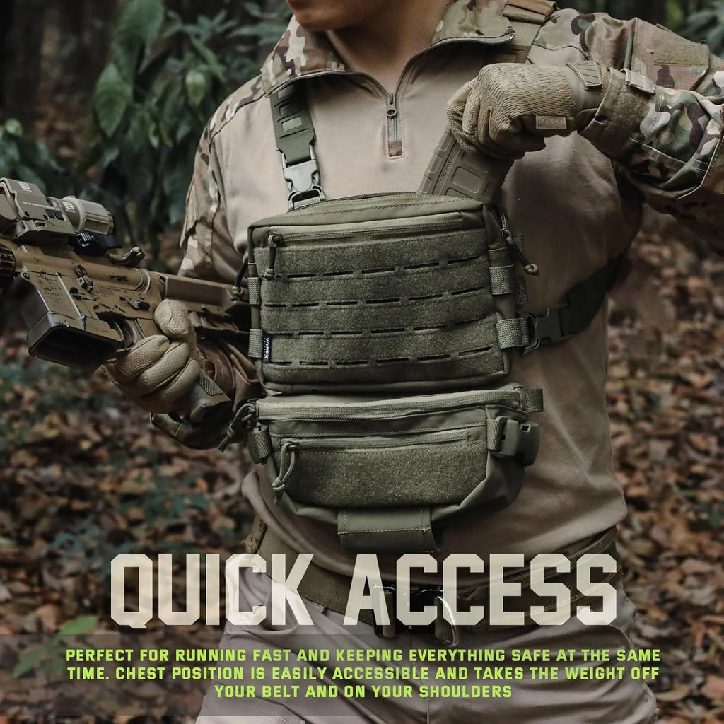 GUGULUZA Tactical Chest Rig Bag Multifunct Molle Vest Pouch Outdoor Hunting Tactical Vest with Built-In Phone Holder Workouts