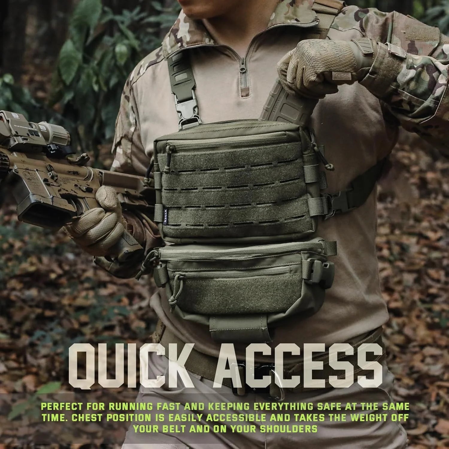 GUGULUZA Tactical Chest Rig Bag Multifunct Molle Vest Pouch Outdoor Hunting Tactical Vest with Built-In Phone Holder Workouts