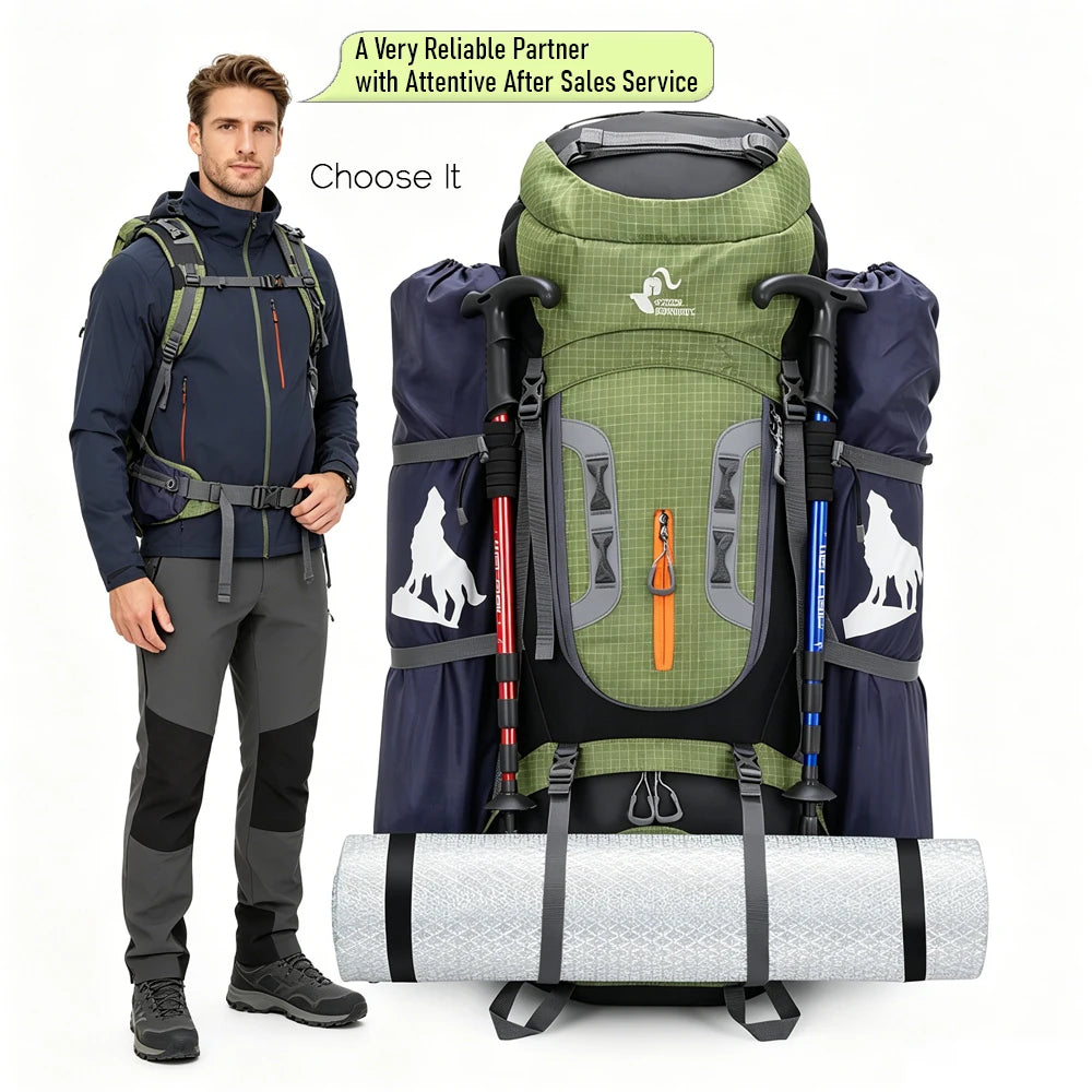 Outdoor Molle Tactical Backpack 80L Waterproof Hiking Travel Camping Mountaineering Climbing Rucksack Large Capacity Storage Bag