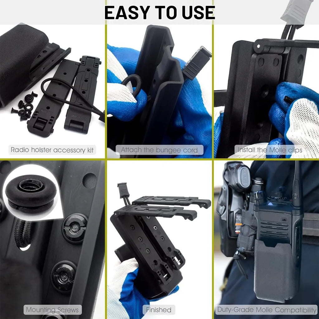 Tactical Radio Holster for Motorola APX 6000-8000 Series Radio Carry Holder Case Pouch with Molle Clips Attaches Vest Belt Packs