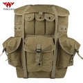 Hot selling iron frame olive green backpack for mountaineering, large capacity camping supplies backpack